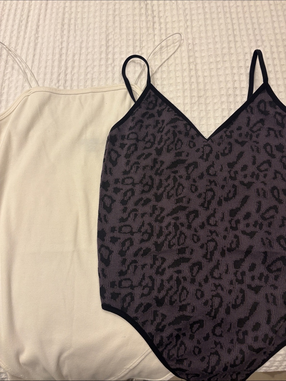 Women’s Sleeveless Leopard Print and Ivory Camisole Tops